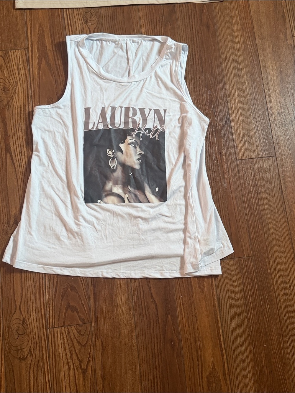 White Graphic Muscle Tank Top - Lauryn Print
